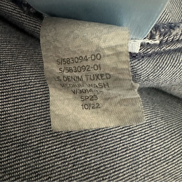 BANANA REPUBLIC Denim Tuxedo Shirt Long Sleeve Button Up Western Casual Size XL - Picture 10 of 13